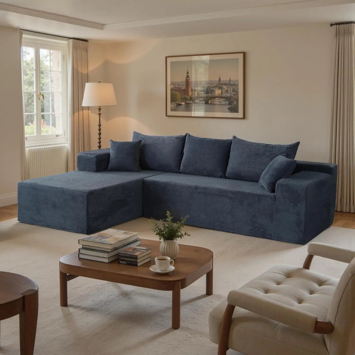 L Shape Sectional Sofa With Chaise Deep Seat Modular Box Living Room