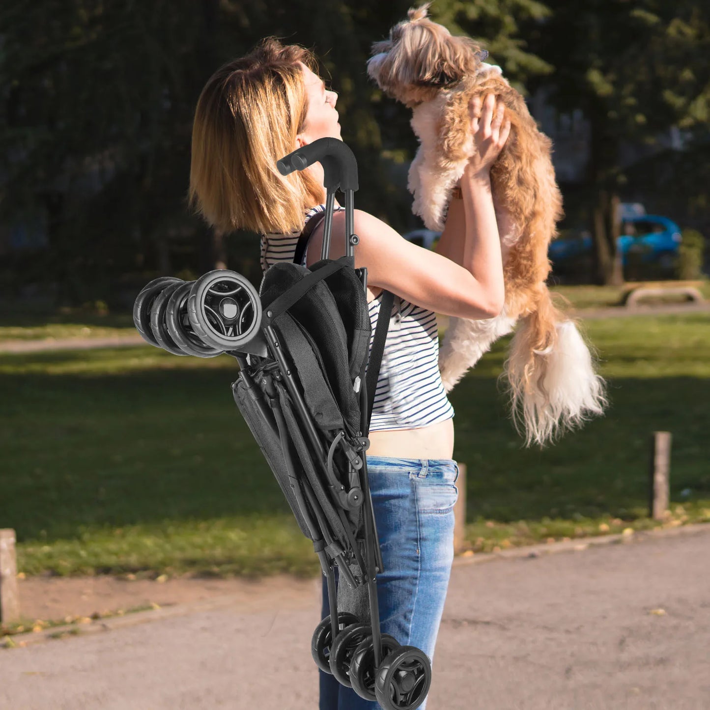 Wedyvko Pet Dog Stroller With Brakes And Storage Travel