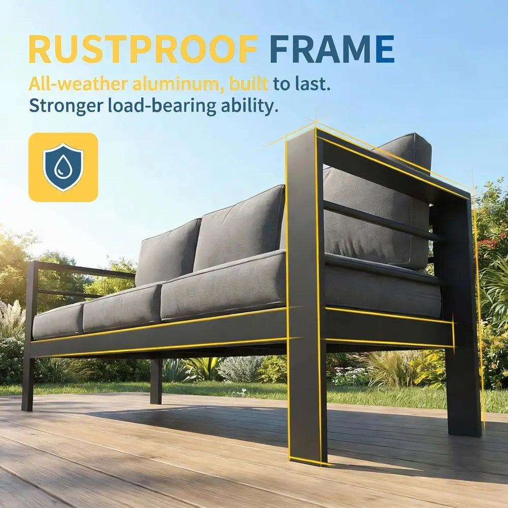 All Weather Outdoor Patio Furniture Set With Metal Frame Cushions