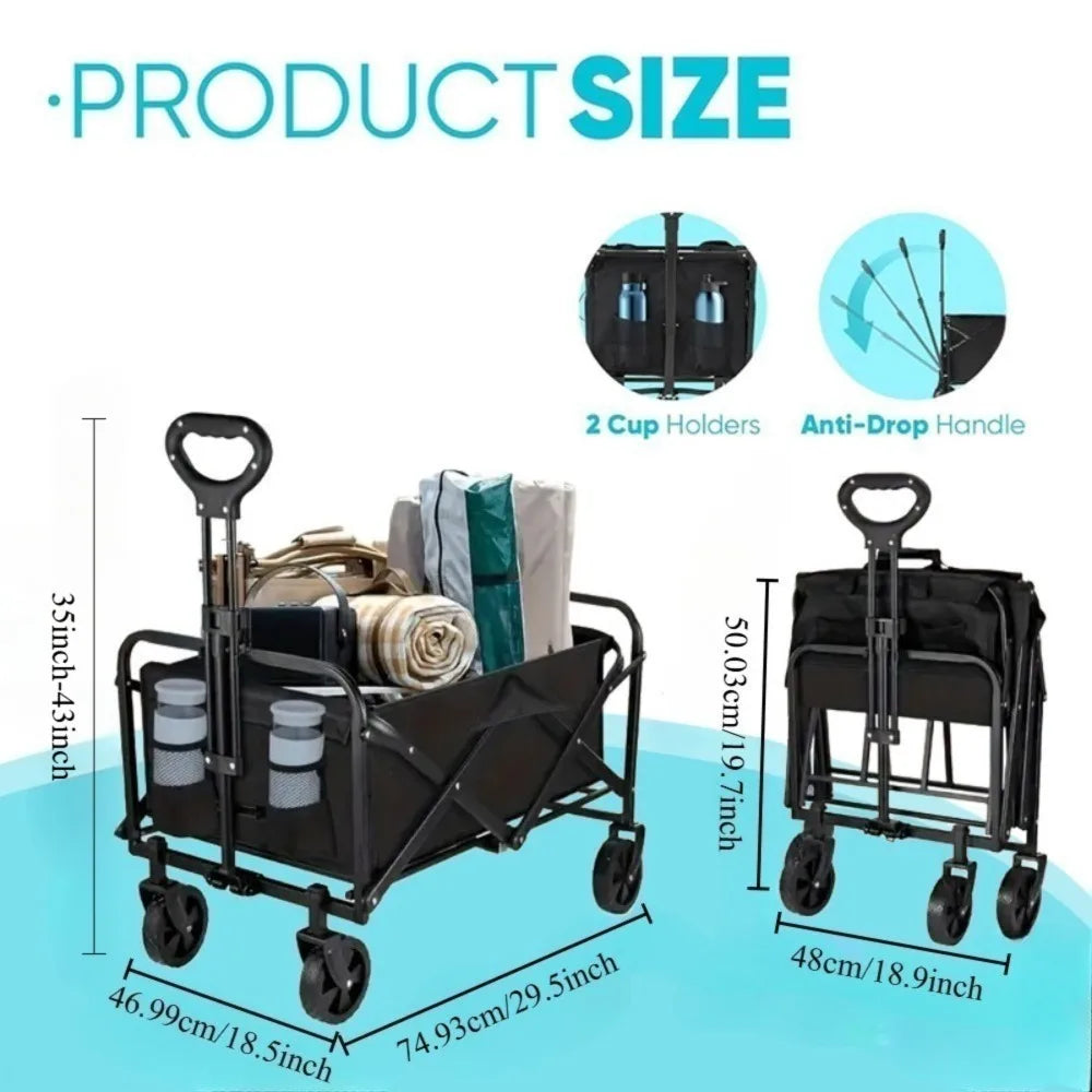 Collapsible Wagon Cart With All Terrain Wheels For Shopping Beach Camping