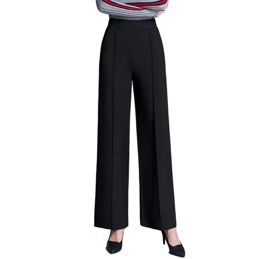 Women's High Waist Straight Leg Pants with Pockets for Business Casual Office Wear