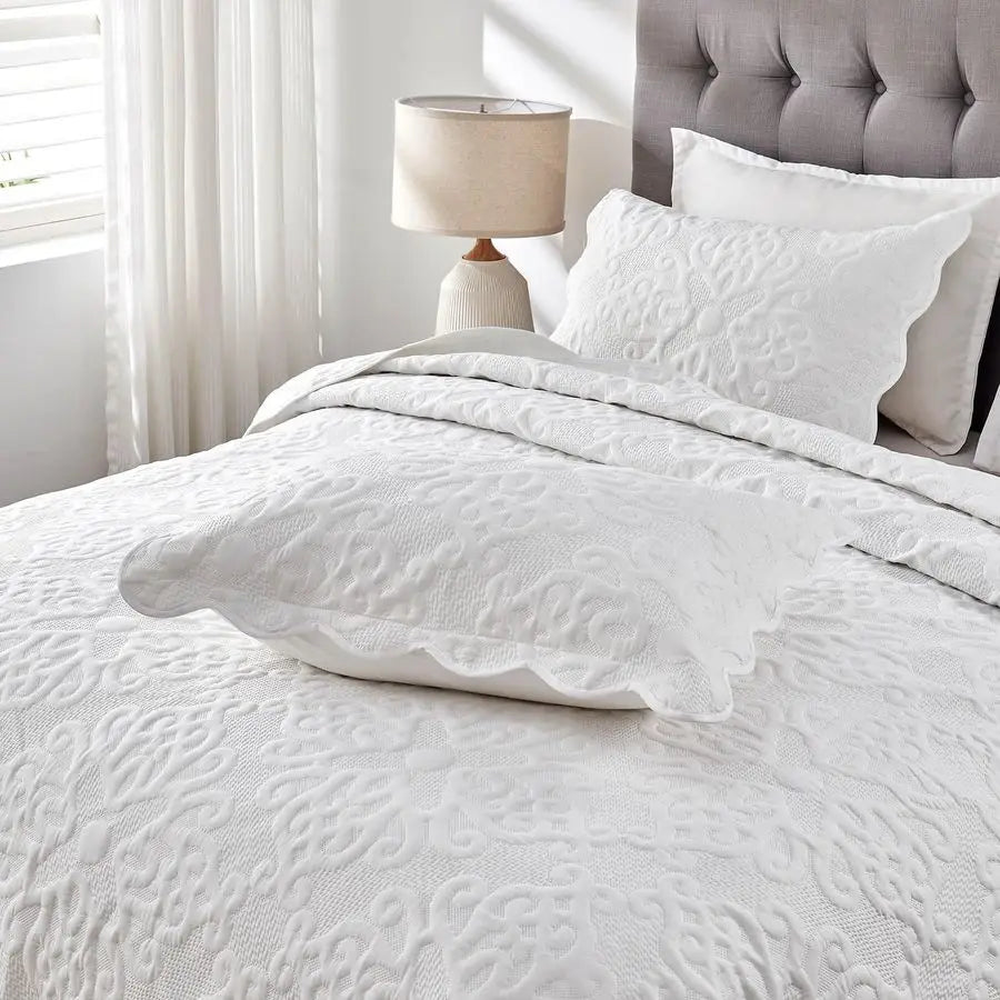 Lightweight 3 Piece Quilted Coverlet Set 100 Percent Cotton