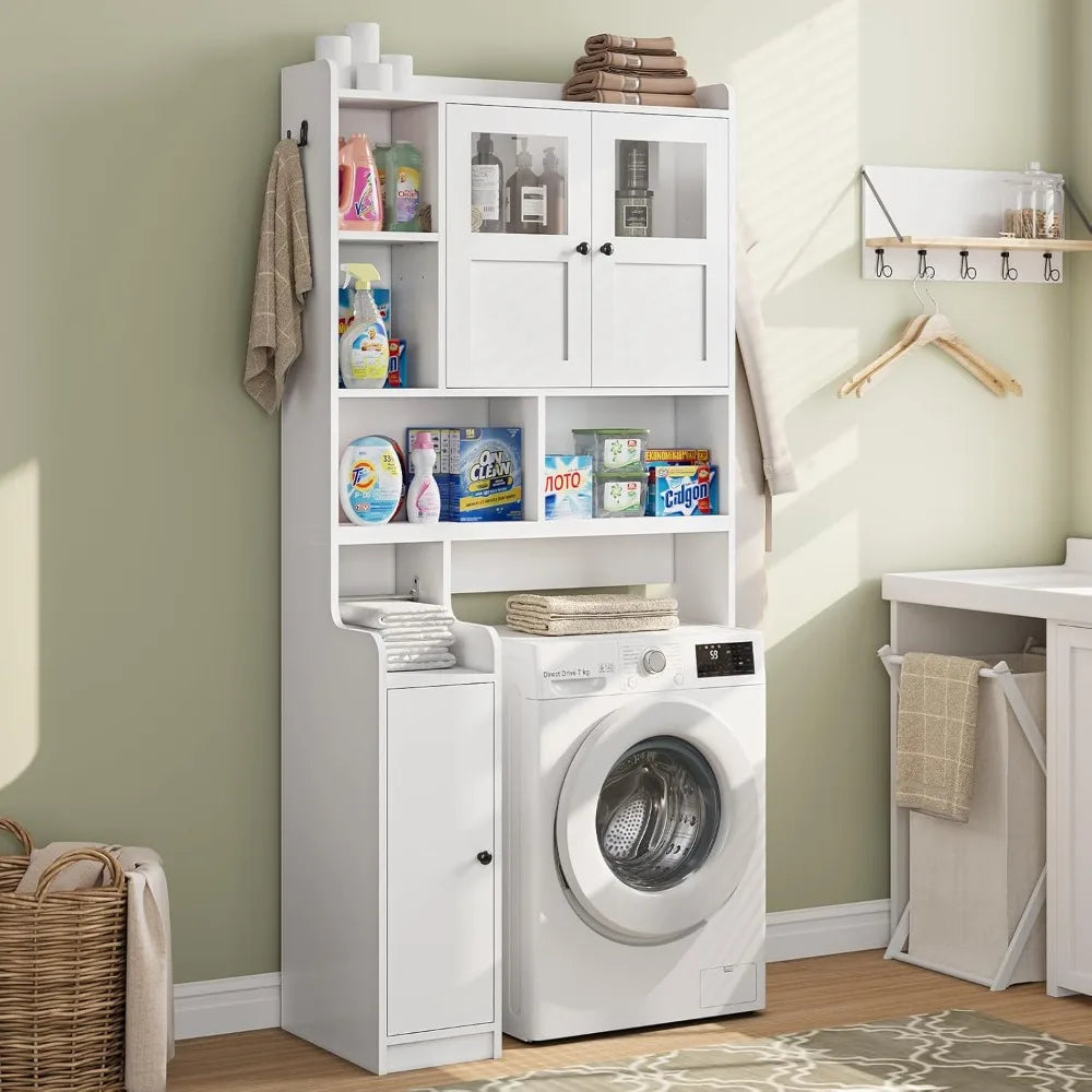 Over Toilet Storage Cabinet With Glass Doors For Bathrooms