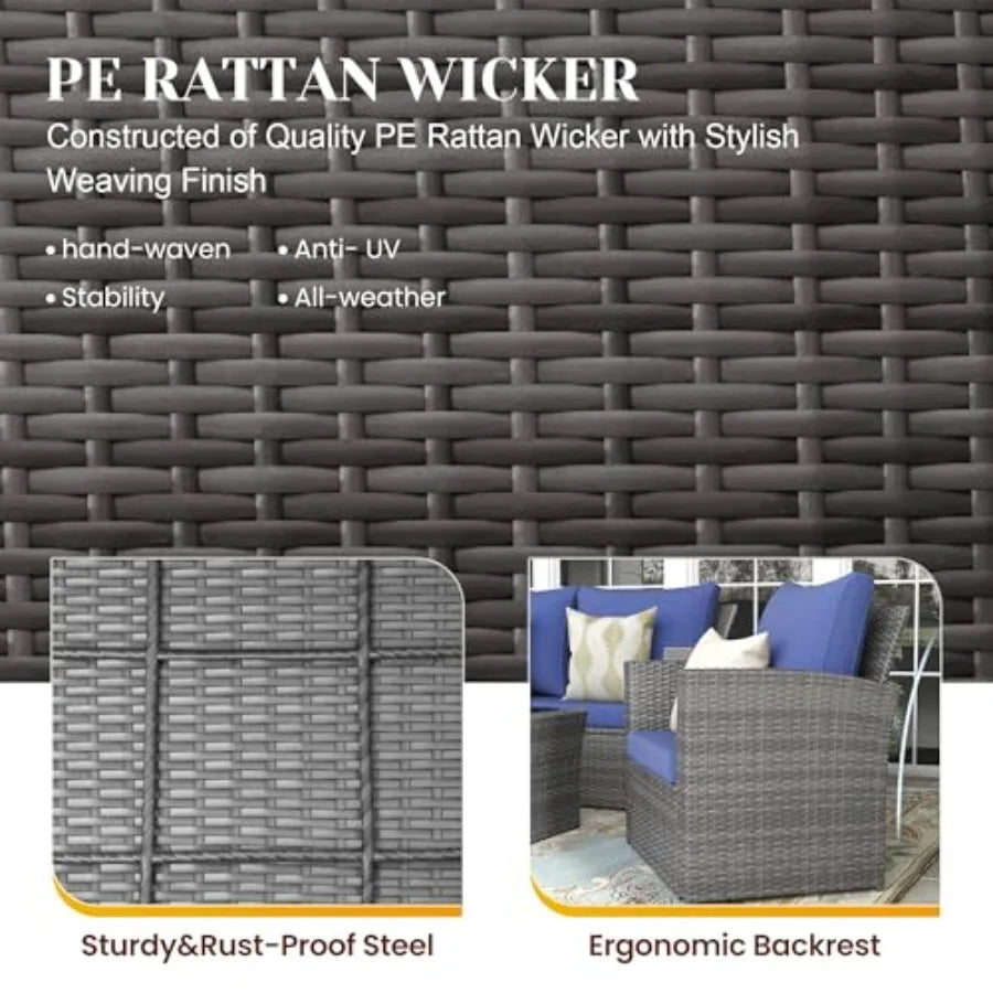 4-Piece All Weather Wicker Rattan Seating Set with Cushions