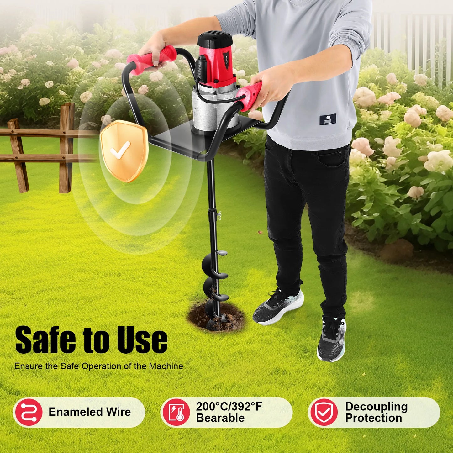 CNCEST 1500W Electric Post Hole Digger Garden Drill