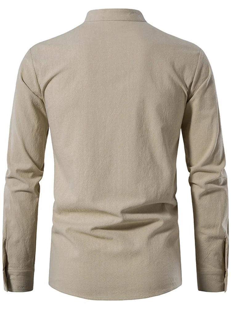 Mens Retro Long Sleeve Shirt Lace Up Medieval Viking Costume