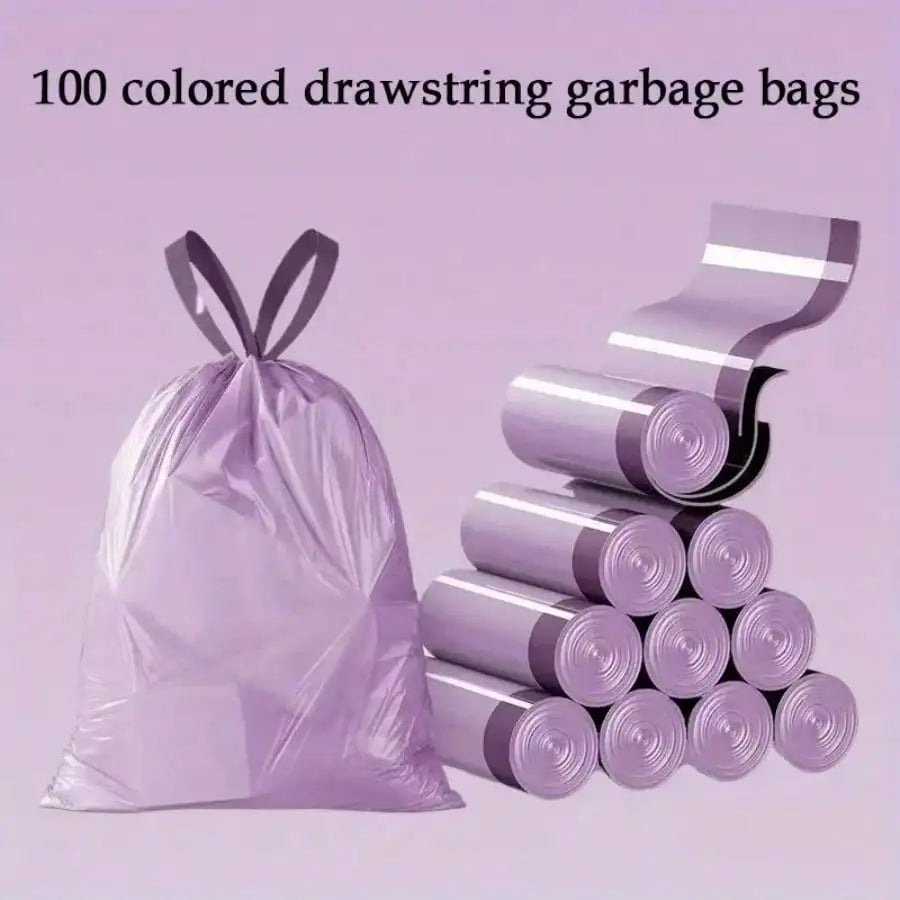 AEHOME 100 Pack Household Drawstring Trash Bags Flat Top