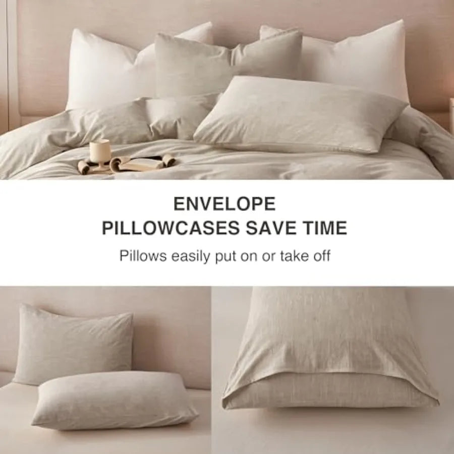 Linen Duvet Cover Set With 2 Pillowcases Cotton Linen Blend