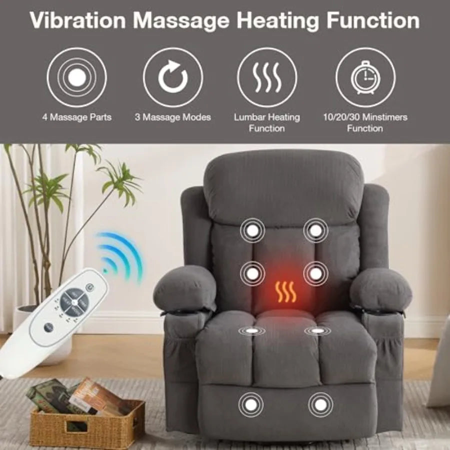 Power Lift Recliner Chair With Vibration Massage And Lumbar Heating