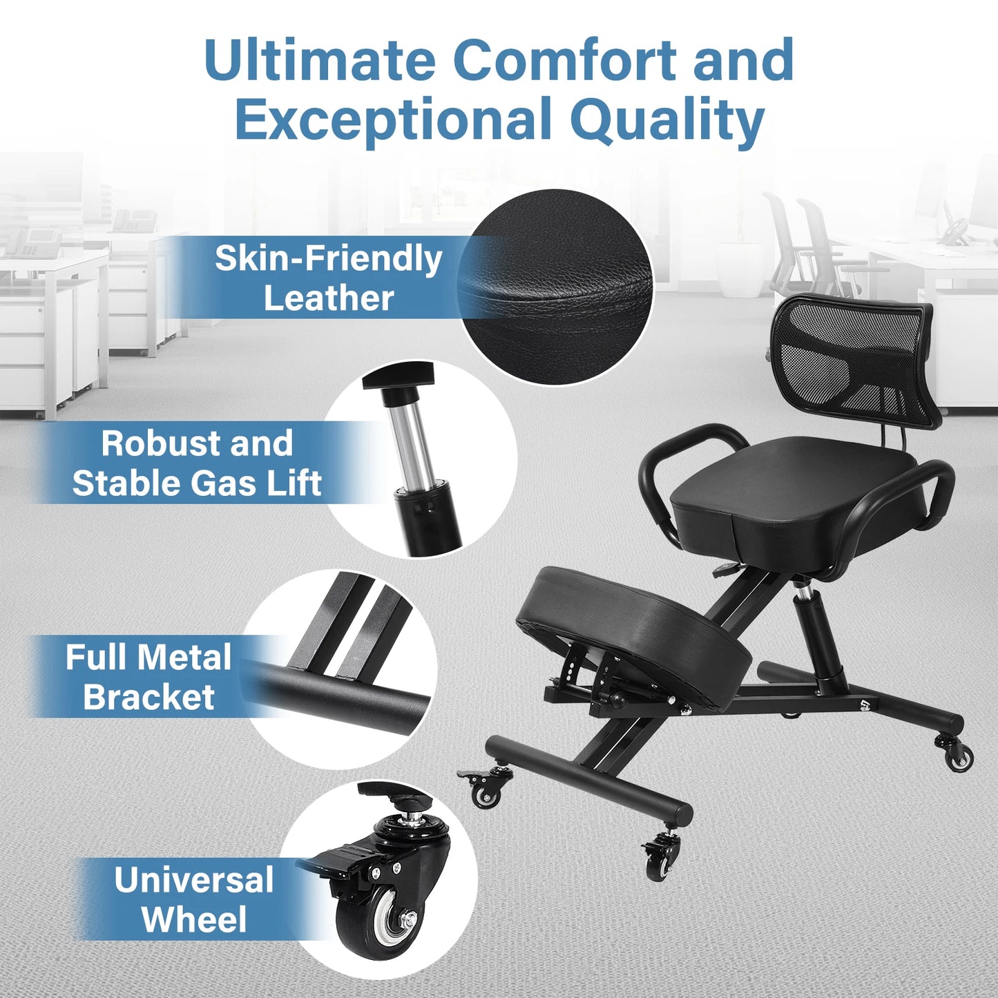 Kneeling Chair With Back Support For Office Ergonomics