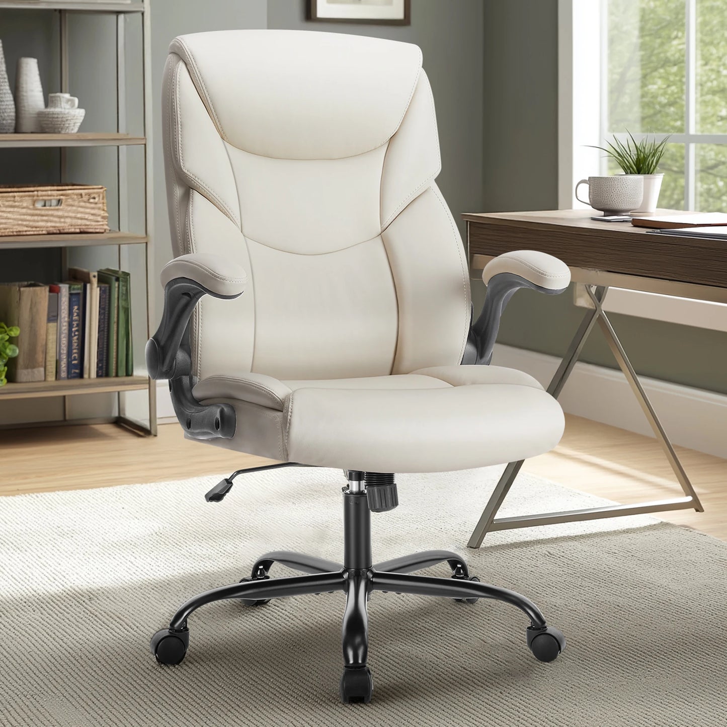 Executive High-Back Office Chair with Flip-Up Armrests