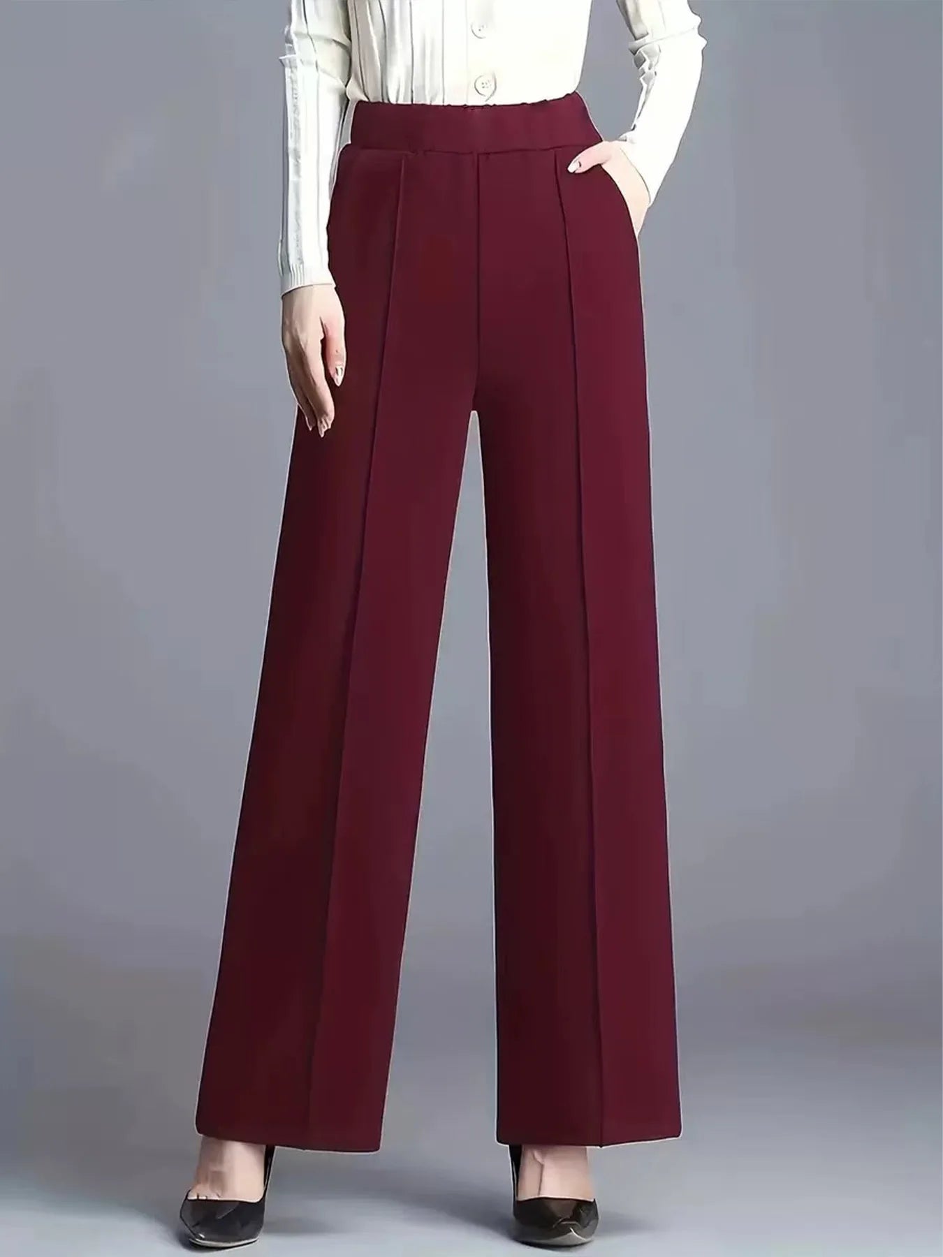 Four-Season Solid Color Wide Leg Loose Slimming Casual Pants