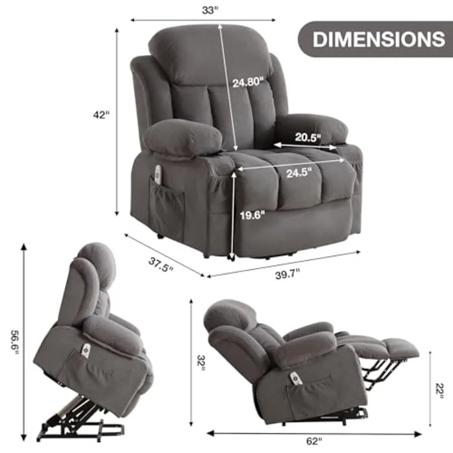 Power Lift Recliner Chair With Vibration Massage And Lumbar Heating