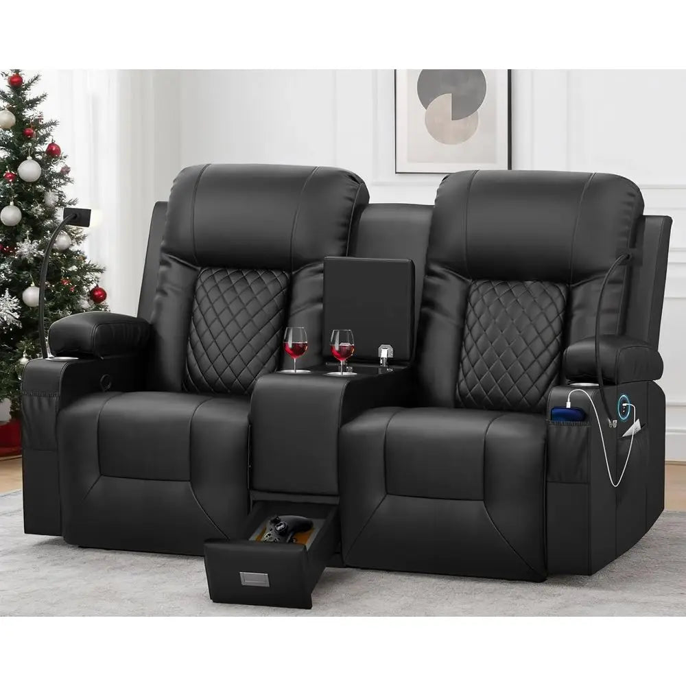 Dual Reclining Loveseat With Storage USB Ports Cup Phone Holders