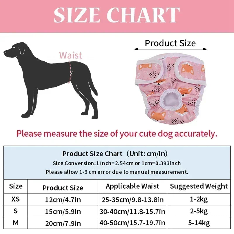 NONECN Washable Dog Diapers Physiological Panties Cartoon Print