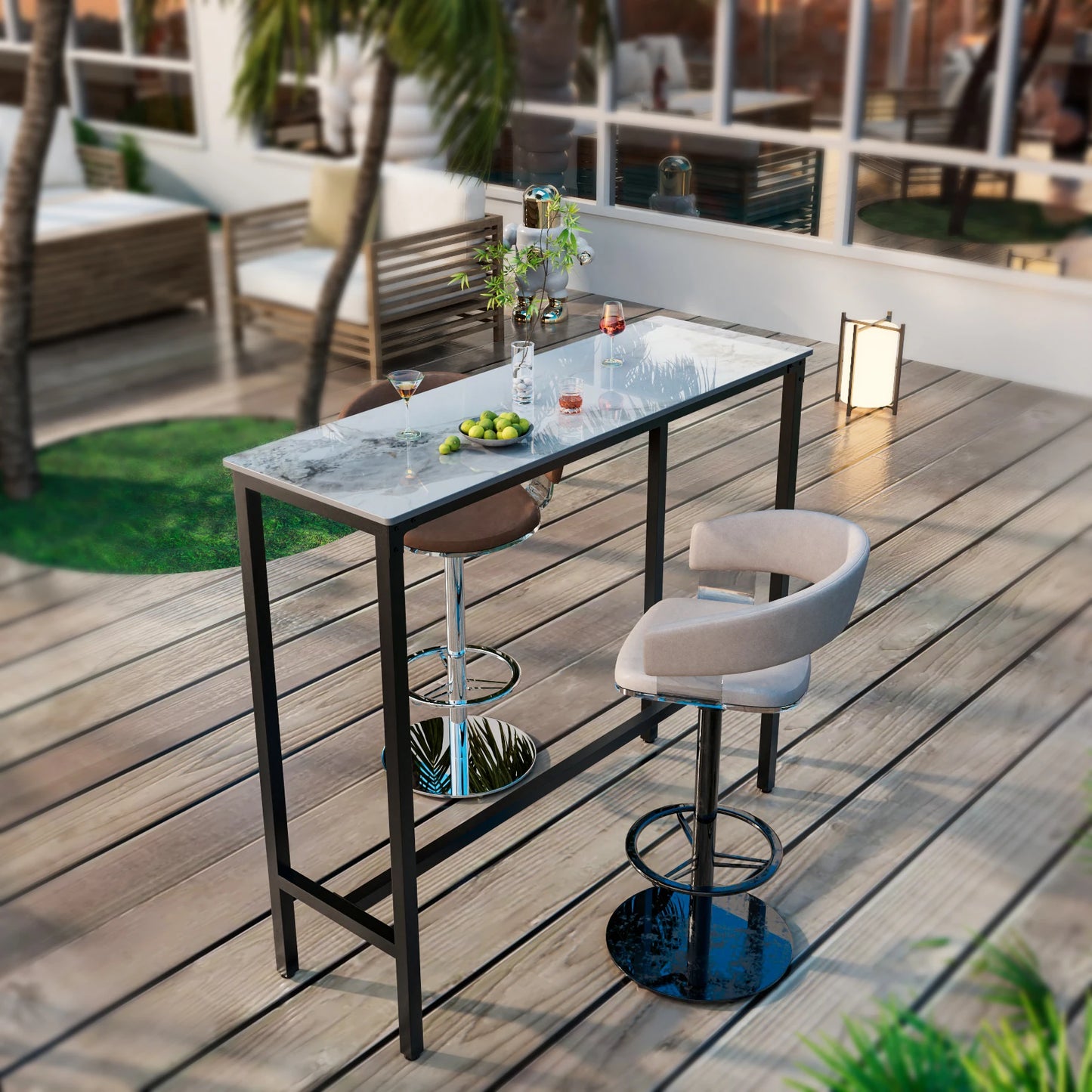 Wisfor Sintered Stone Counter Height Dining Table With Metal Frame