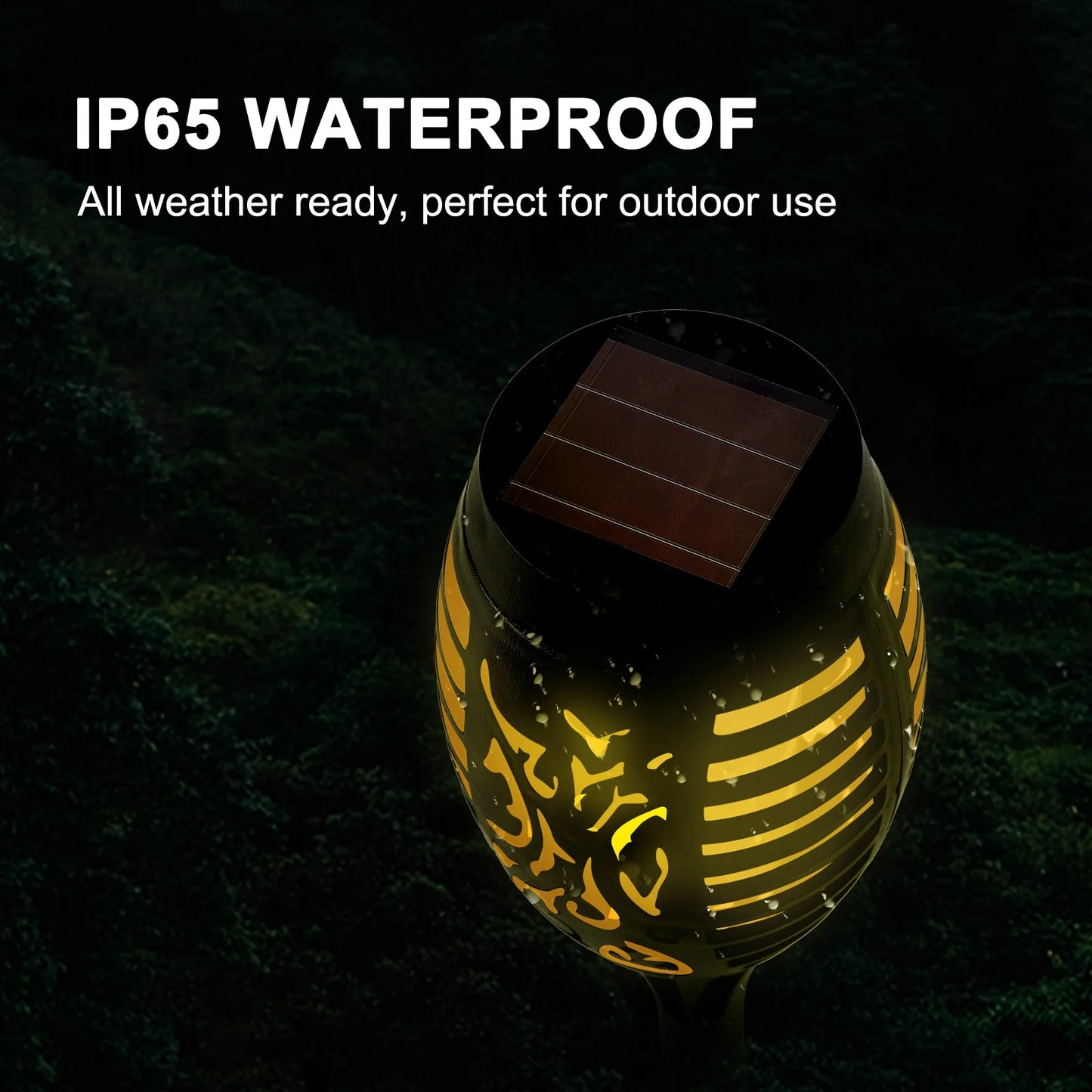 Waterproof Solar LED Torch Lights With Flickering Flame For Path