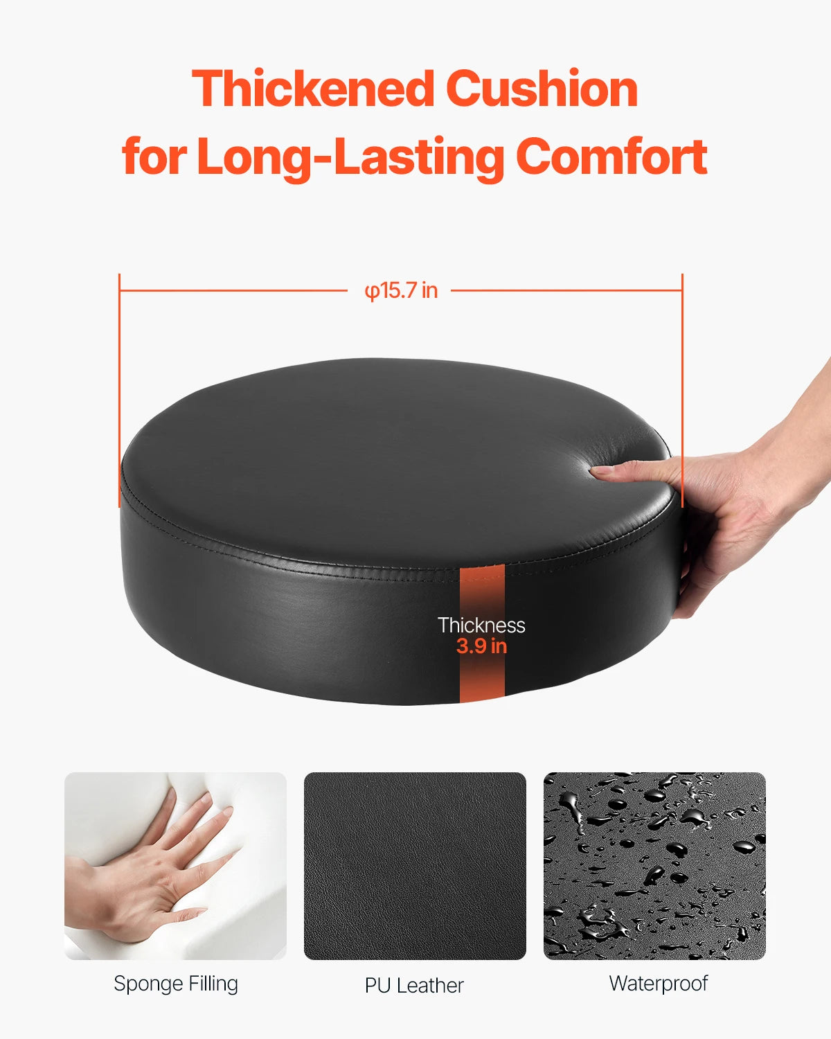 SucceBuy Round Rolling Stool Height Adjustable 450 Lbs Capacity