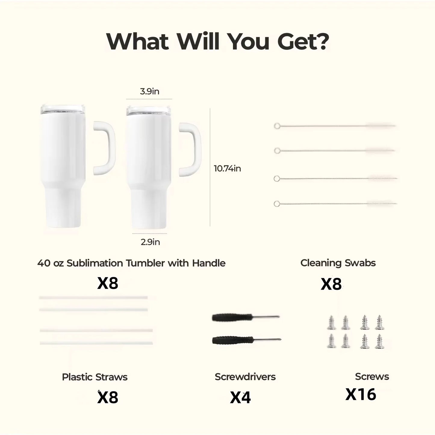 Sublimation Tumblers With Handle 8 Pack