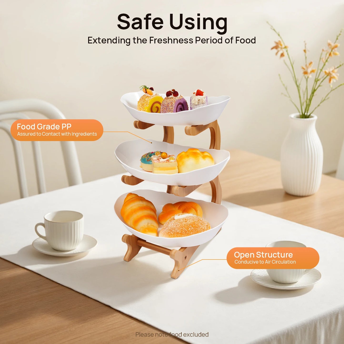 3-Tier Tray with Bamboo Stand