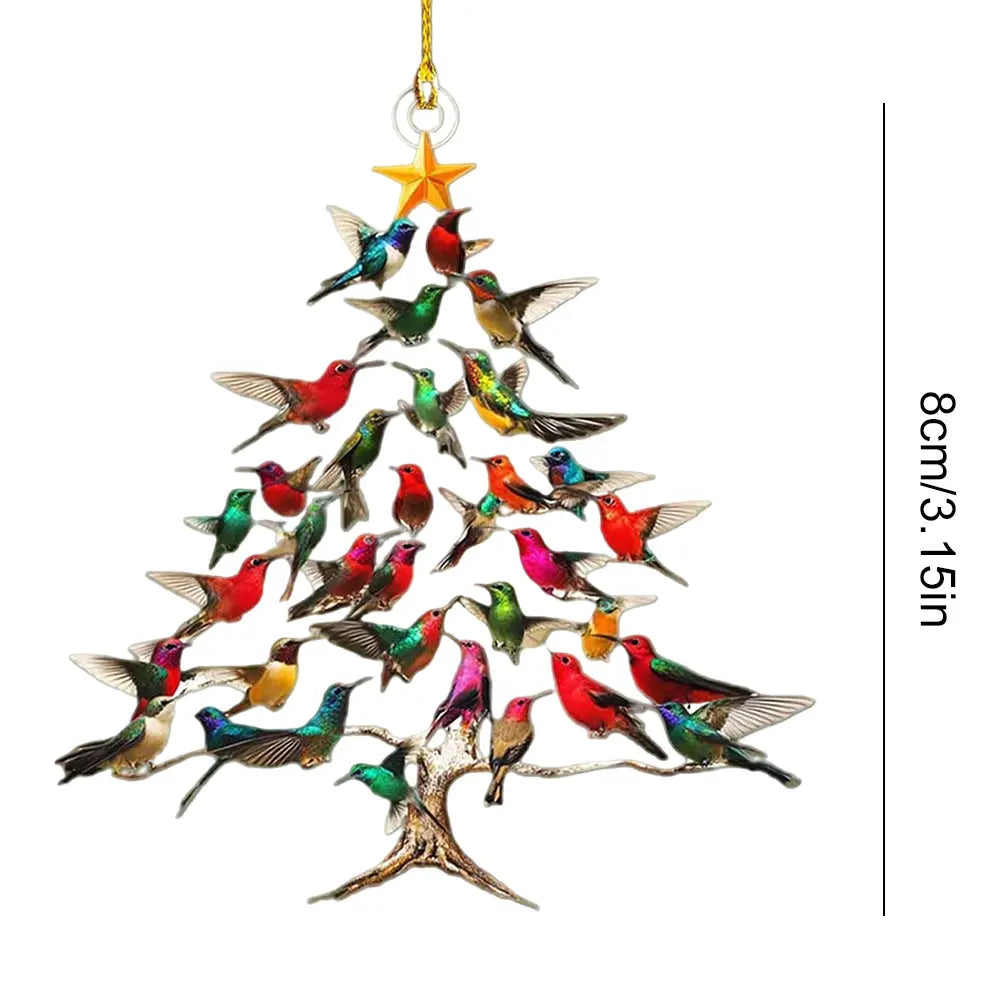 2D Hummingbird Christmas Ornament