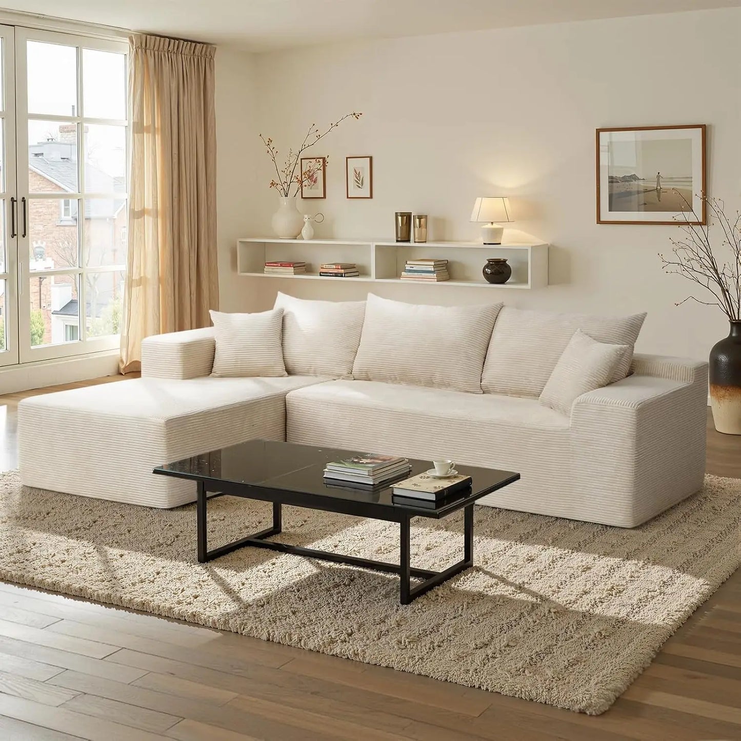 L Shape Sectional Sofa With Chaise Deep Seat Modular Box Living Room