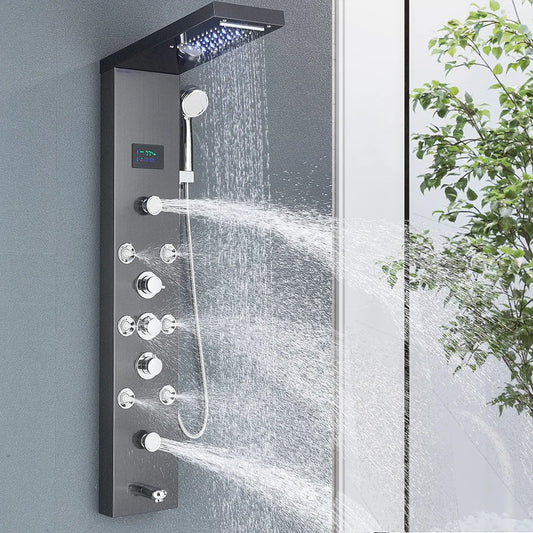 Quyanre LED Shower Panel Tower System With Hydroelectric LCD Display