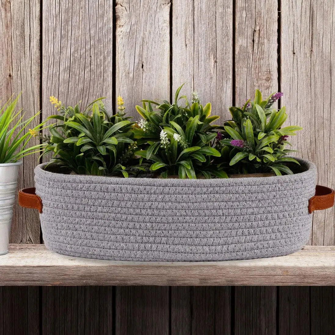 Cotton Rope Storage Basket With Handles For Bathroom