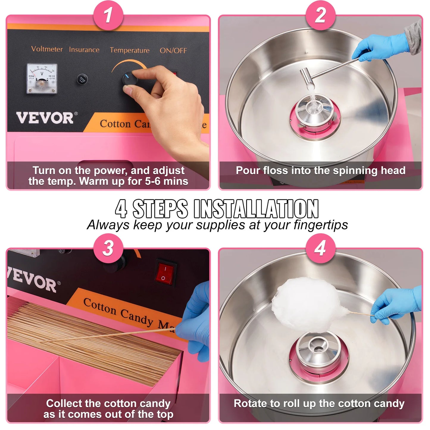 Succebuy Electric Cotton Candy Machine With Cart For Quick Treats