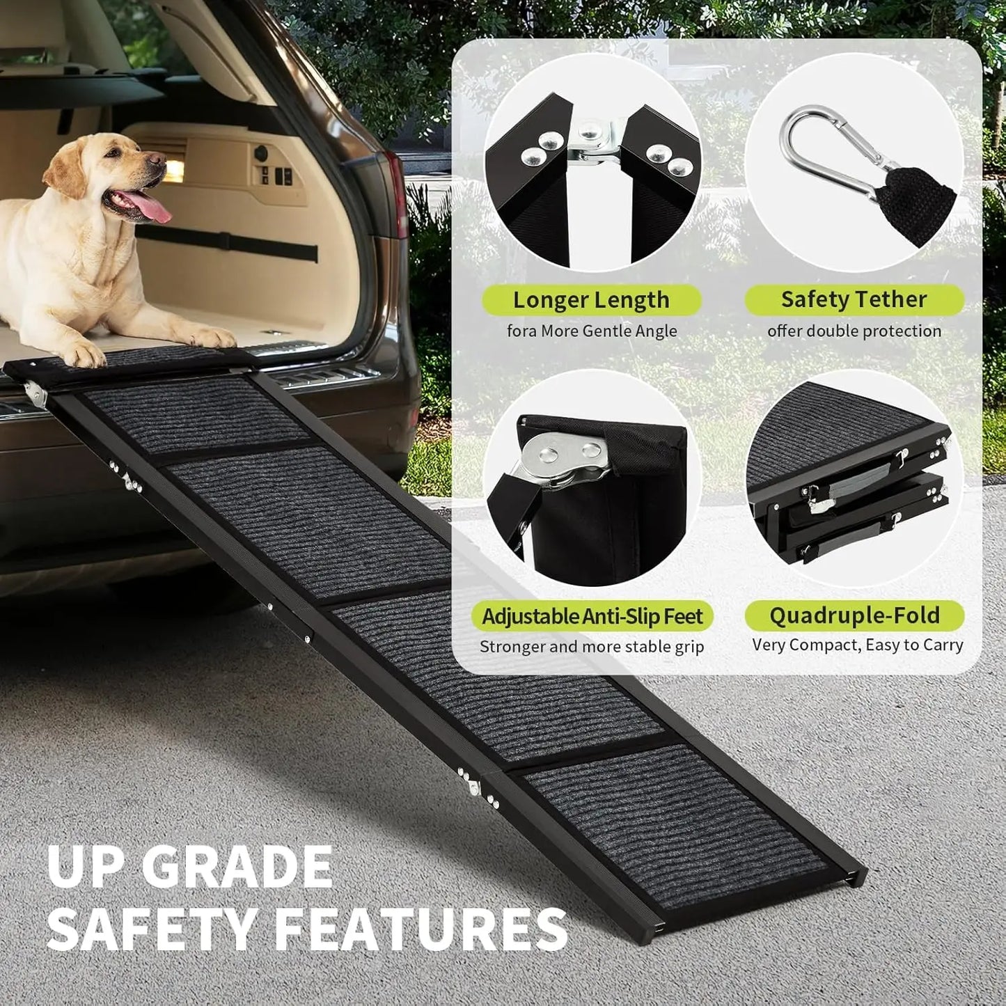 HiMISS Upgraded Folding Pet Ramp for Large Dogs Non Slip