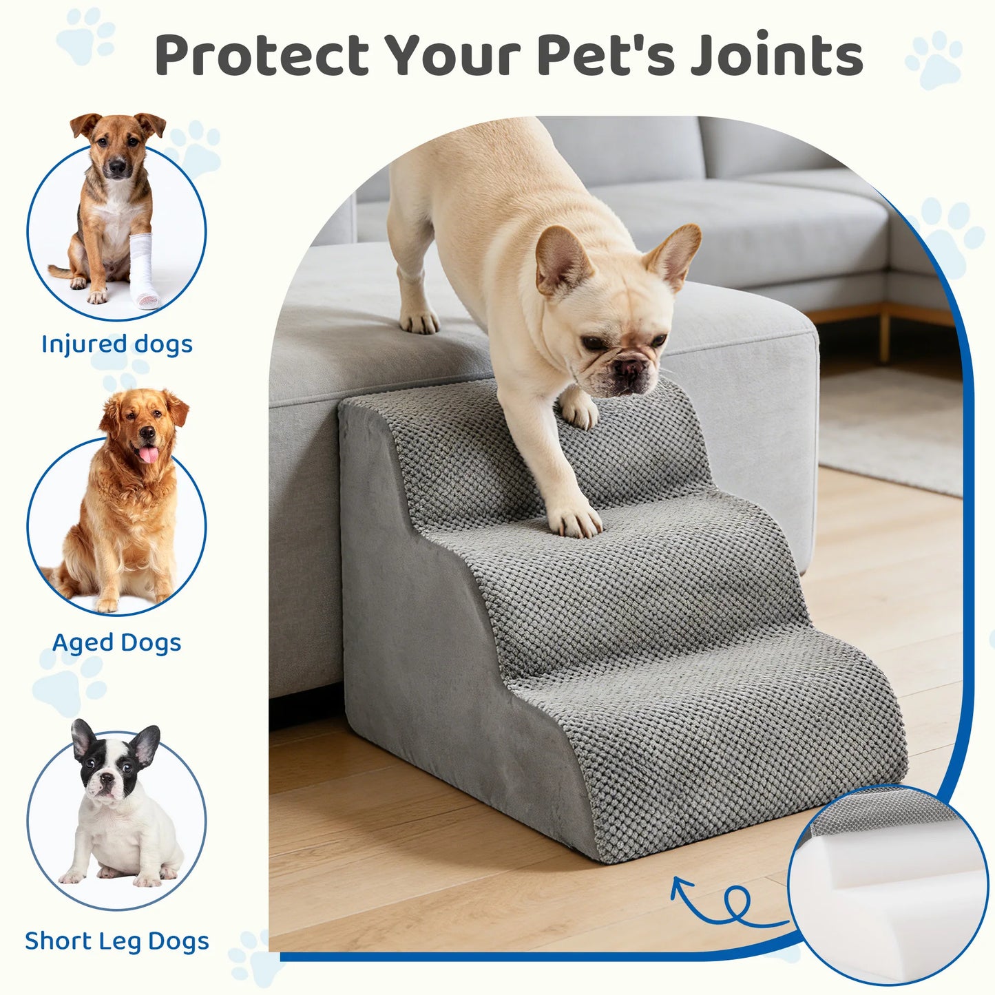 Curved Foam Pet Stairs for Dogs & Cats