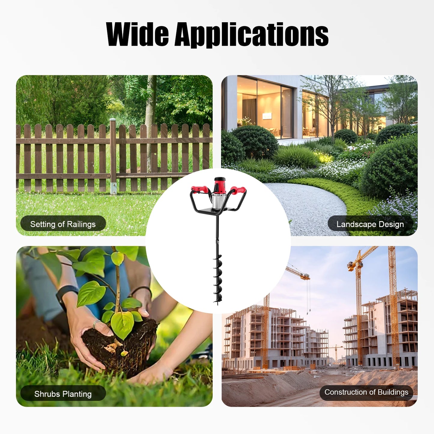 CNCEST 1500W Electric Post Hole Digger Garden Drill