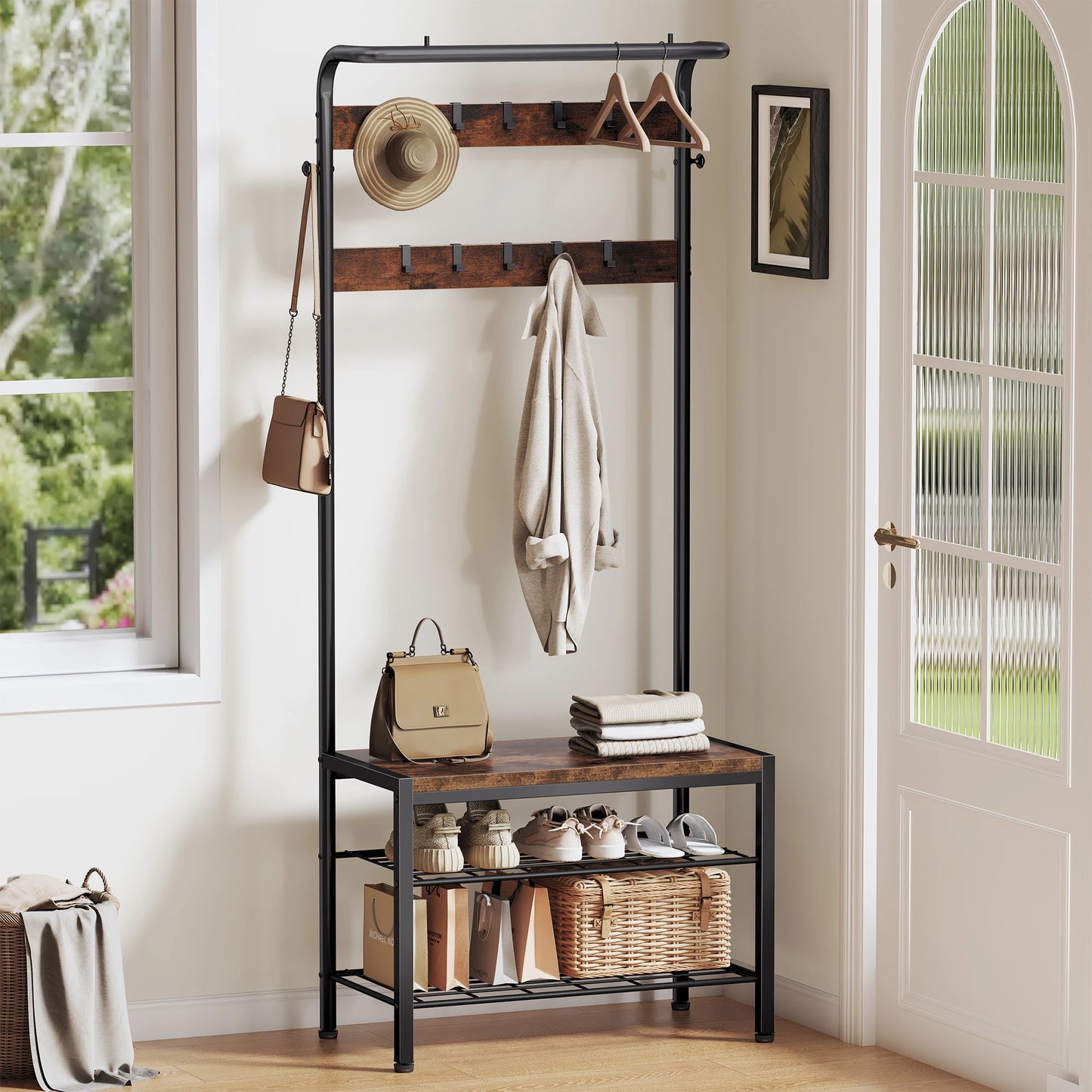 4 In 1 Entryway Bench With Shoe Storage Organizer