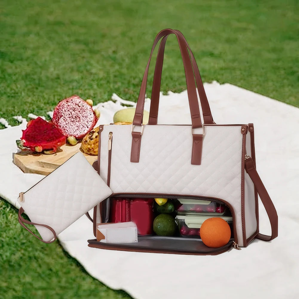 APWIKOGER Women 2 In 1 Lunch Bag Quilted Handbag Purse