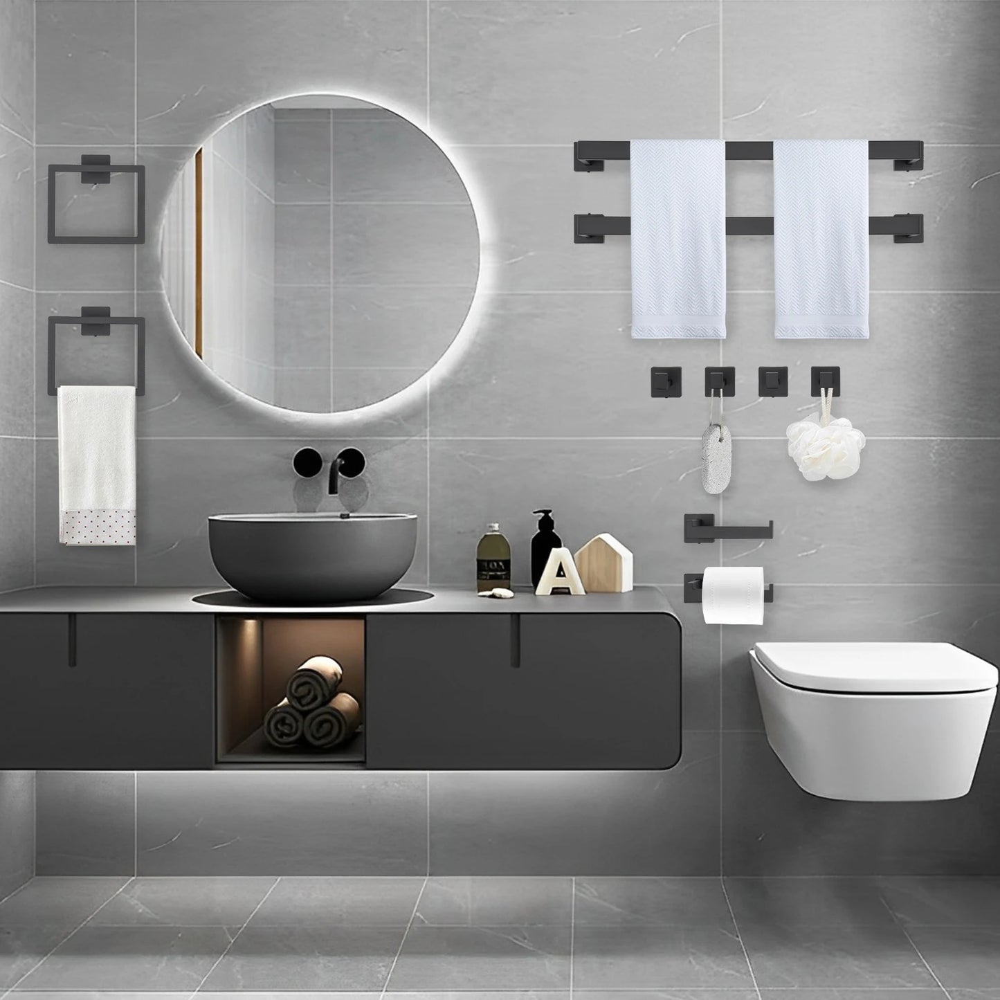 Bathroom Accessories Set Metal Bath Hardware for Home and Hotel