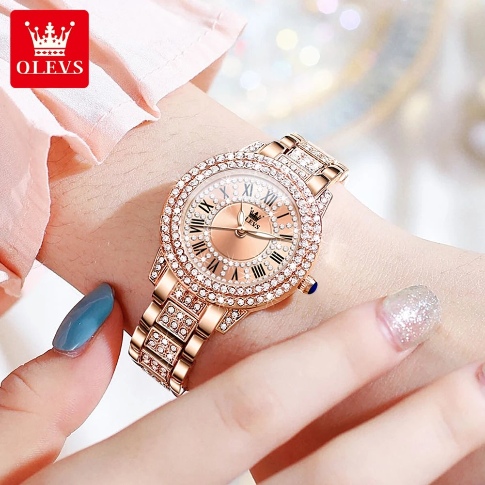 OLEVS Diamond Luxury Stainless Steel Waterproof Watch