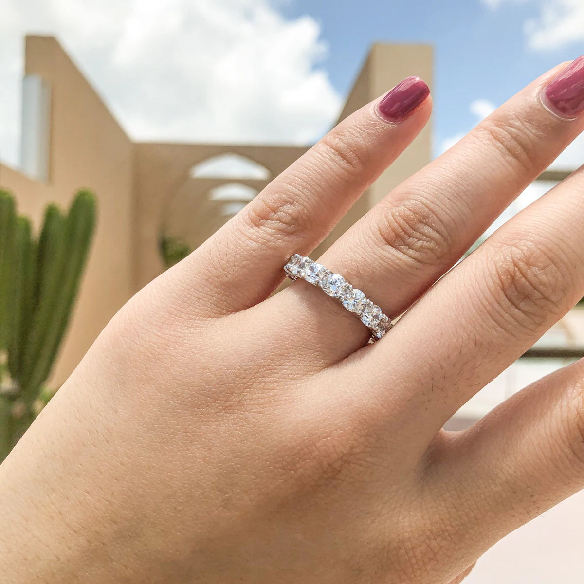 Oxtao Moissanite Diamond Ring Sterling Silver Classic Wedding