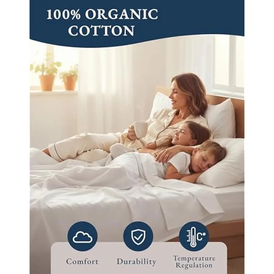 Organic Cotton Percale Sheet Set 4 Piece Deep Pocket GOTS Certified