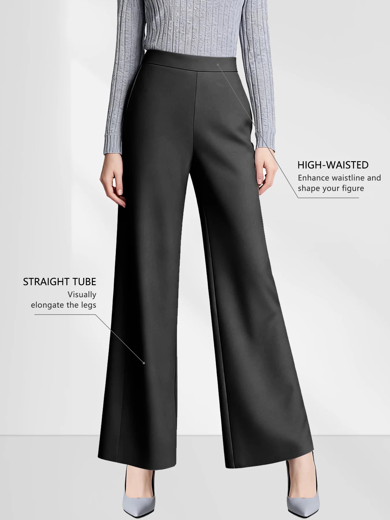 Four-Season Solid Color Wide Leg Loose Slimming Casual Pants