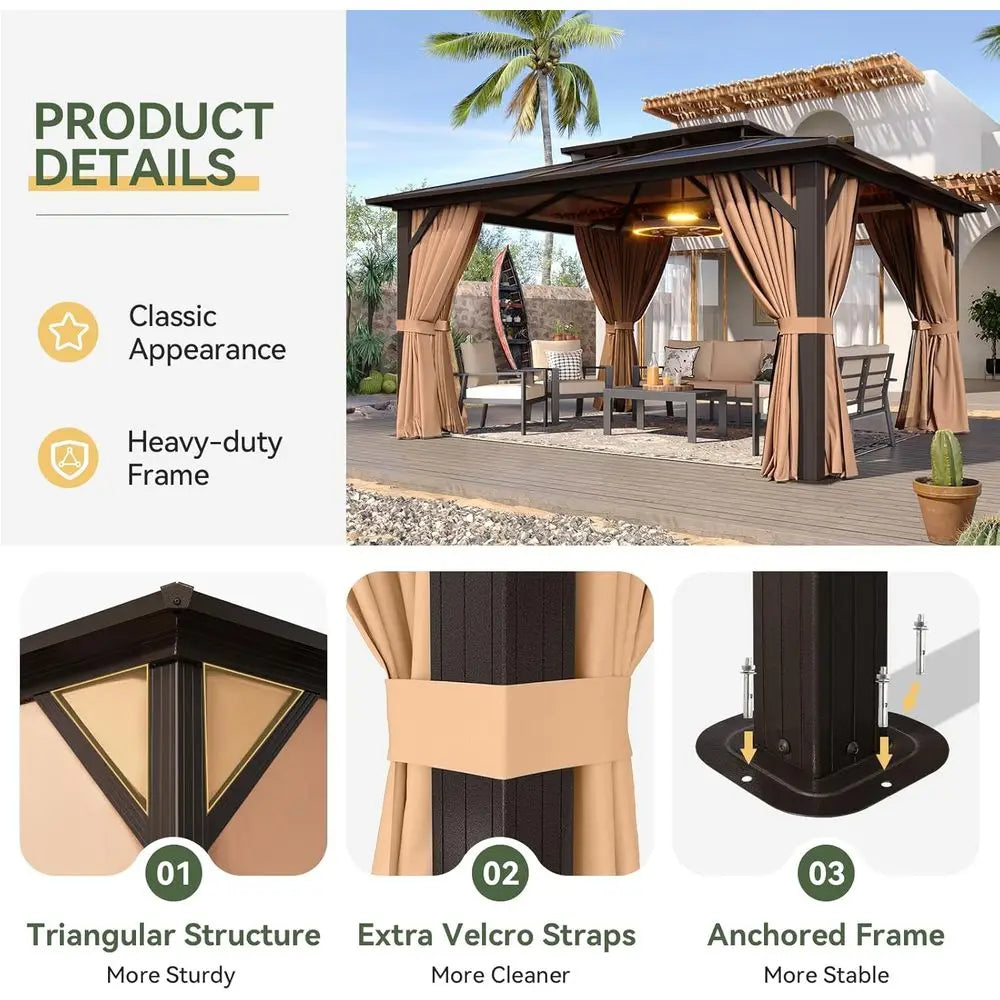 Outdoor Poly Pavilion With Curtains And Netting