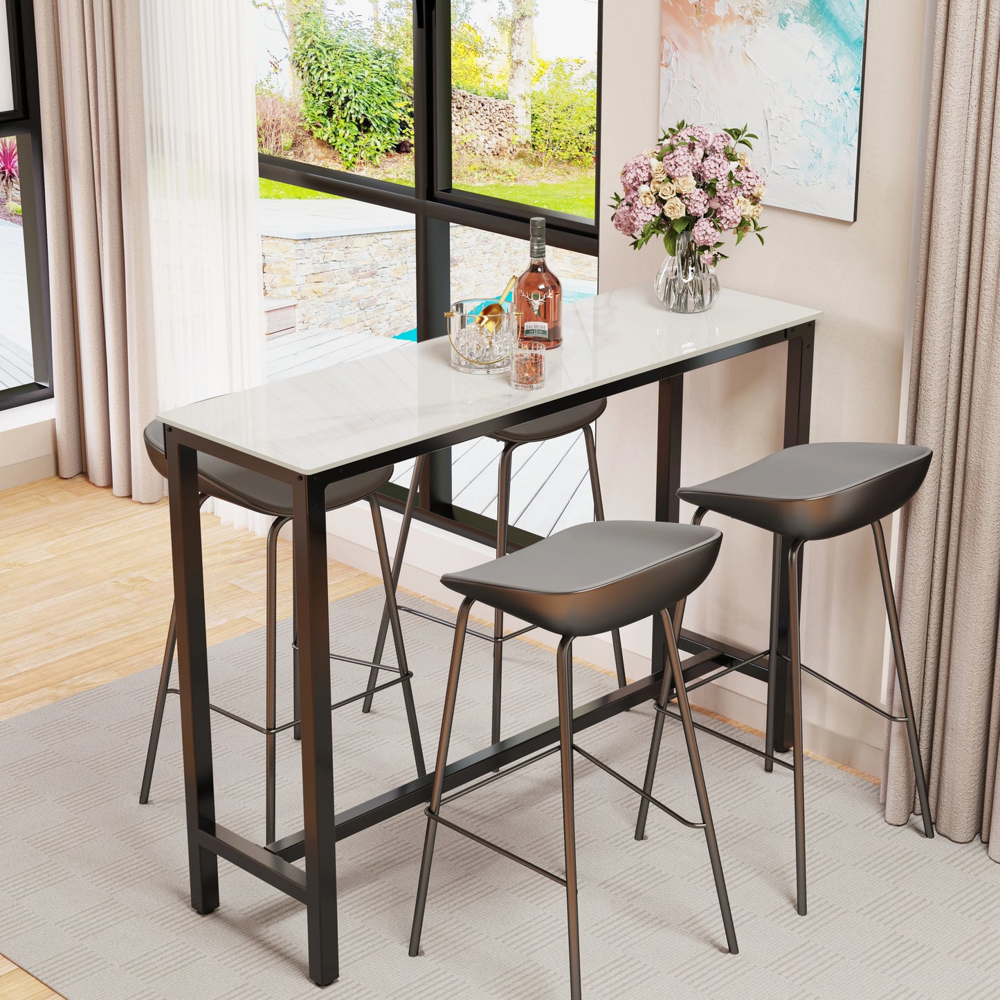 Wisfor Sintered Stone Counter Height Dining Table With Metal Frame