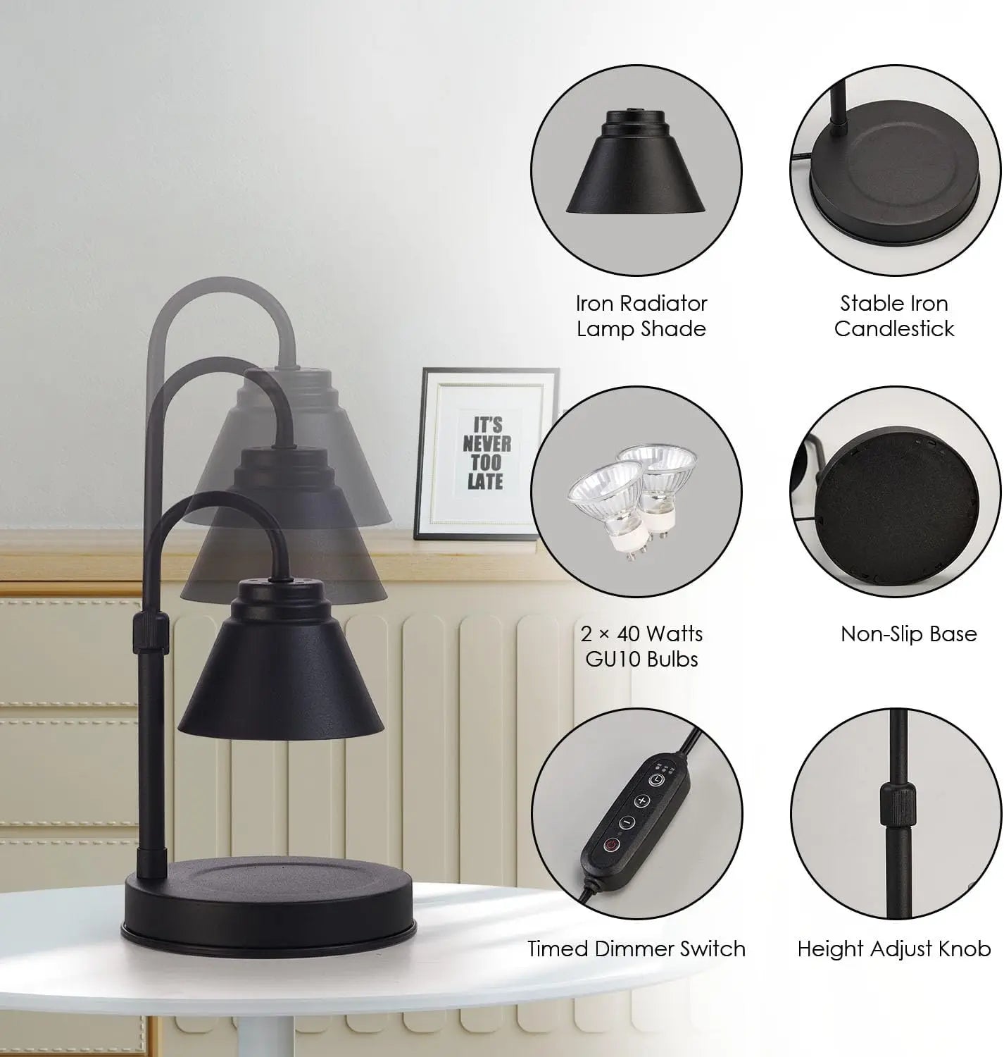 Adjustable Candle Warmer Lamp With Liftable Bracket