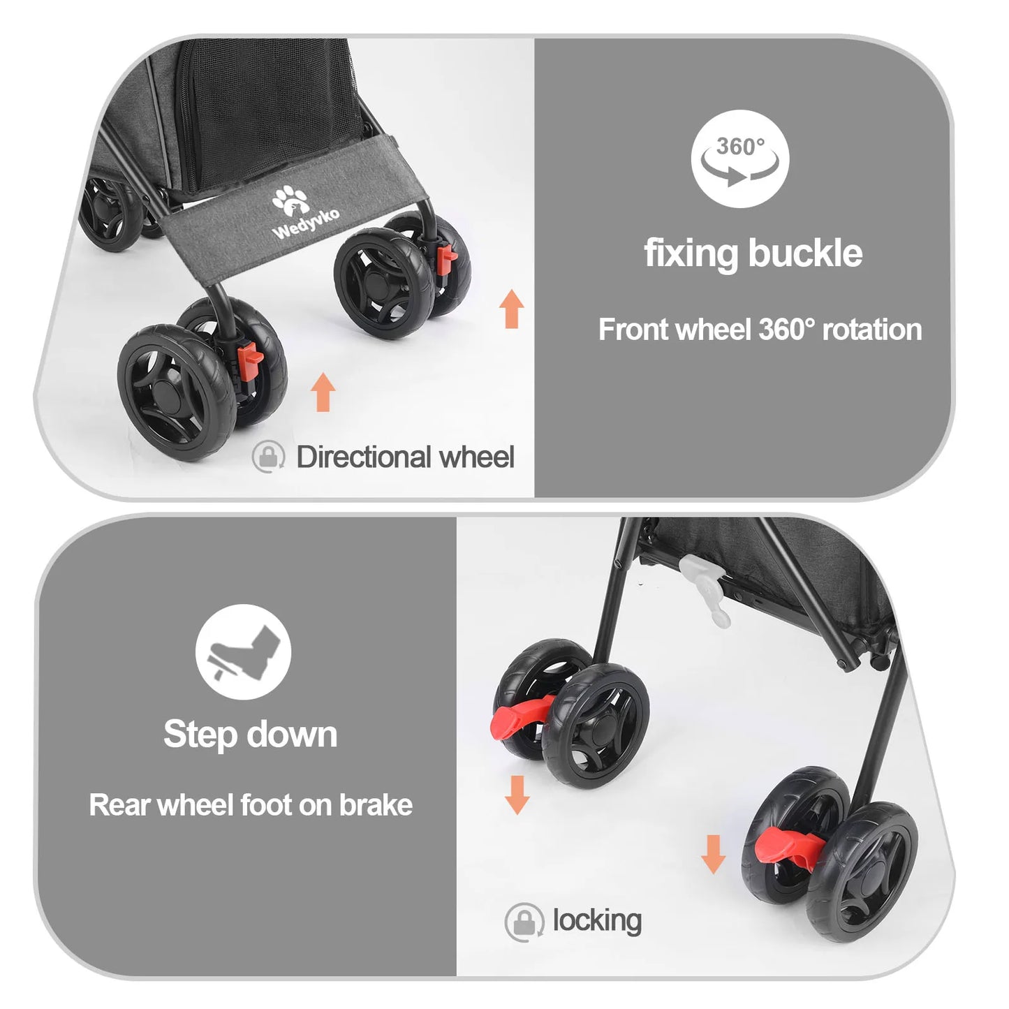 Wedyvko Pet Dog Stroller With Brakes And Storage Travel