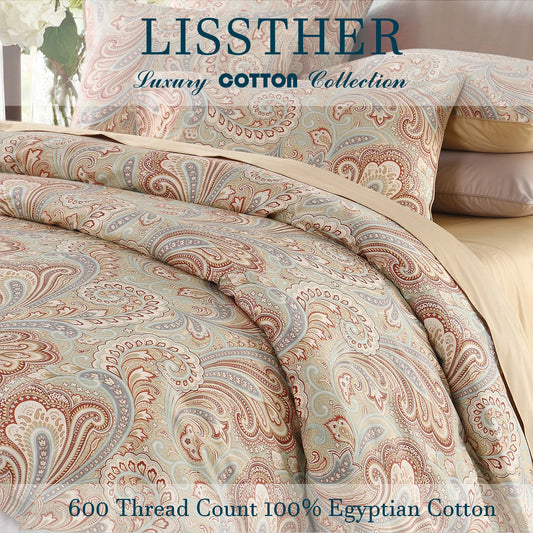 3pc Egyptian Paisley Cotton Duvet Cover Set