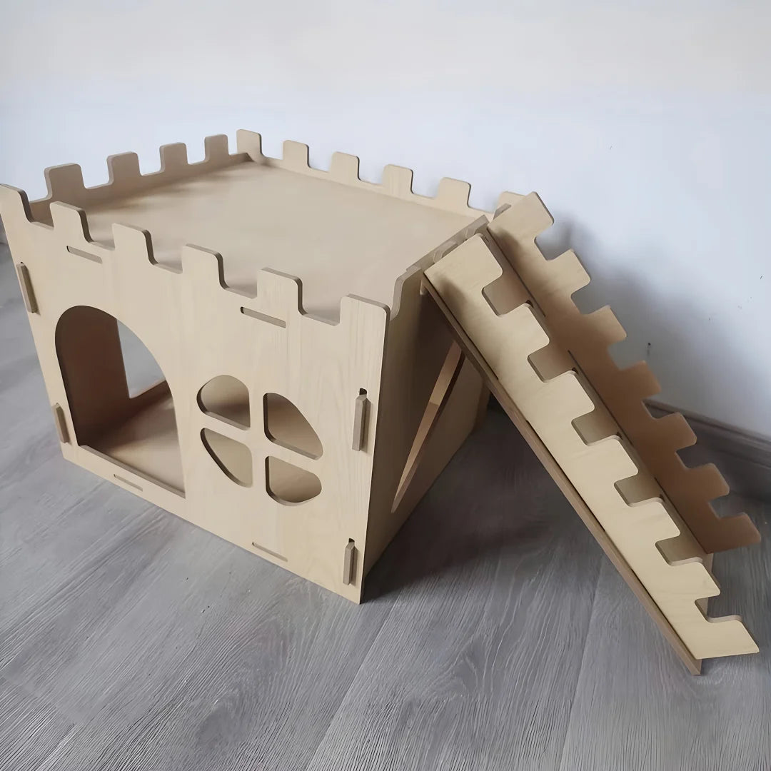 Wooden Rabbit Castle Detachable Habitat for Small Pets