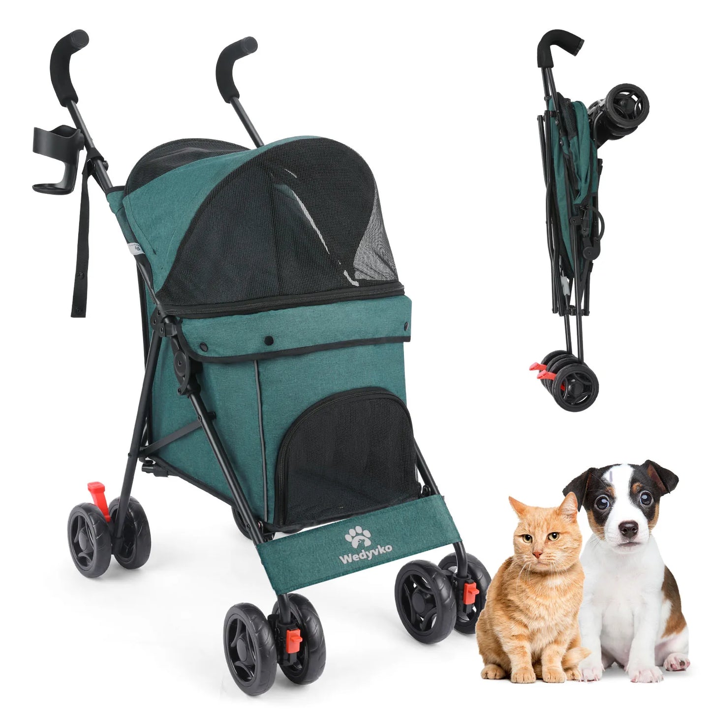 Wedyvko Pet Dog Stroller With Brakes And Storage Travel