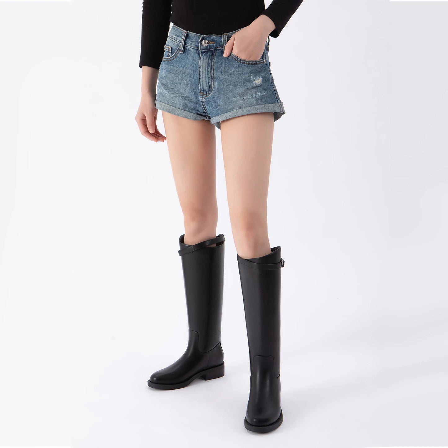 Womens Knee High Riding Boots PU Upper Equestrian Boot