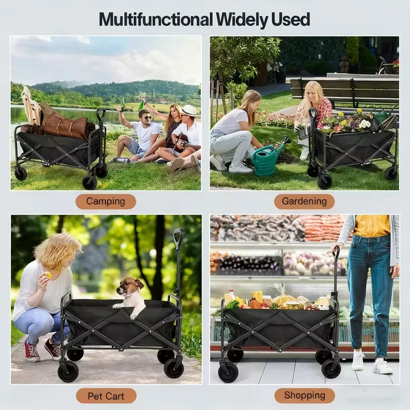 Multifunctional folding outdoor garden trolley, 650 lbs load capacity, suitable for beach, lawn, camping