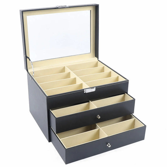 PU Leather Sunglasses Display Box With Glass Window