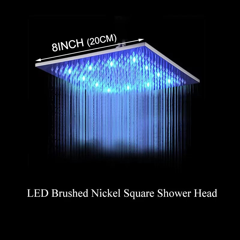 Wanmivezlo LED Color Changing Rainfall Square Brass Shower Head